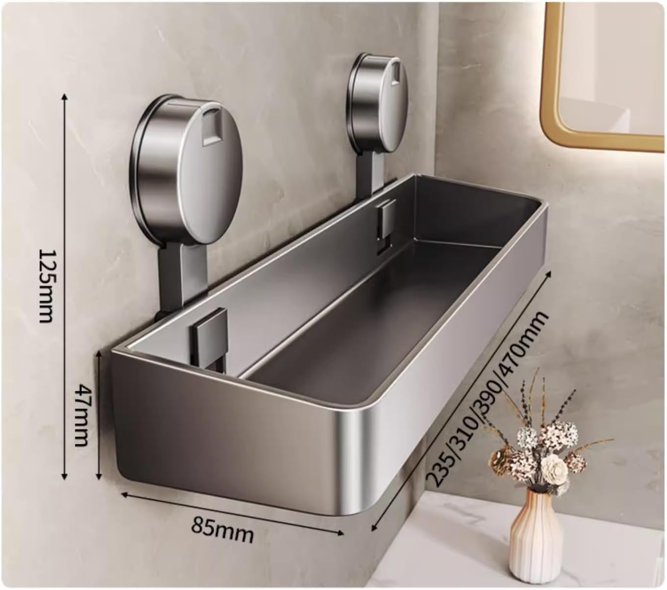 EVERZONE(エバーゾーン) シャワーキャディハンギングオーガナイザー 錆びないステンレススチールシェルフ ソープホルダー付き