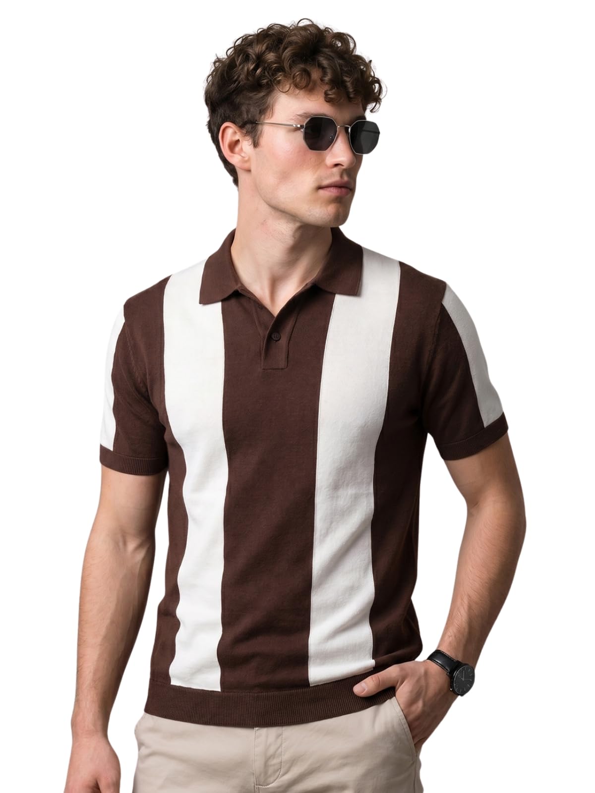veirdo Men's Flatknit Printed Half Sleeve Polo T-Shirt with Collared Neck, Loose Comfortable Fit, Casual Style for Office, Travel, (Sizes S to 2XL)-picture-25