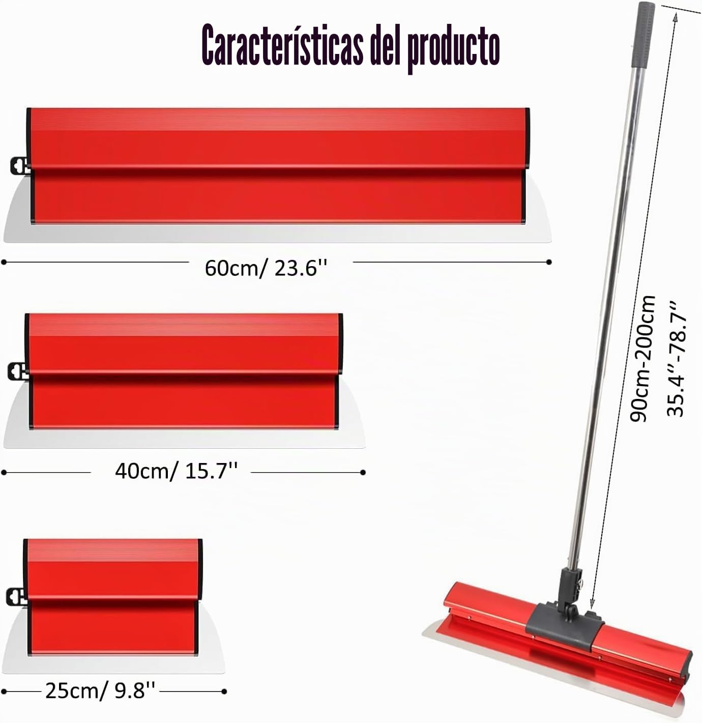 Espátula Pladur Profesional Juego de Llana Alisar Paredes para Emplastecer, Combo de Cuchilla de Encintar Incluye Pértiga Extensible y Cuchilla de Repuesto, Hoja Desnatadora 25cm/ 40cm/ 60cm