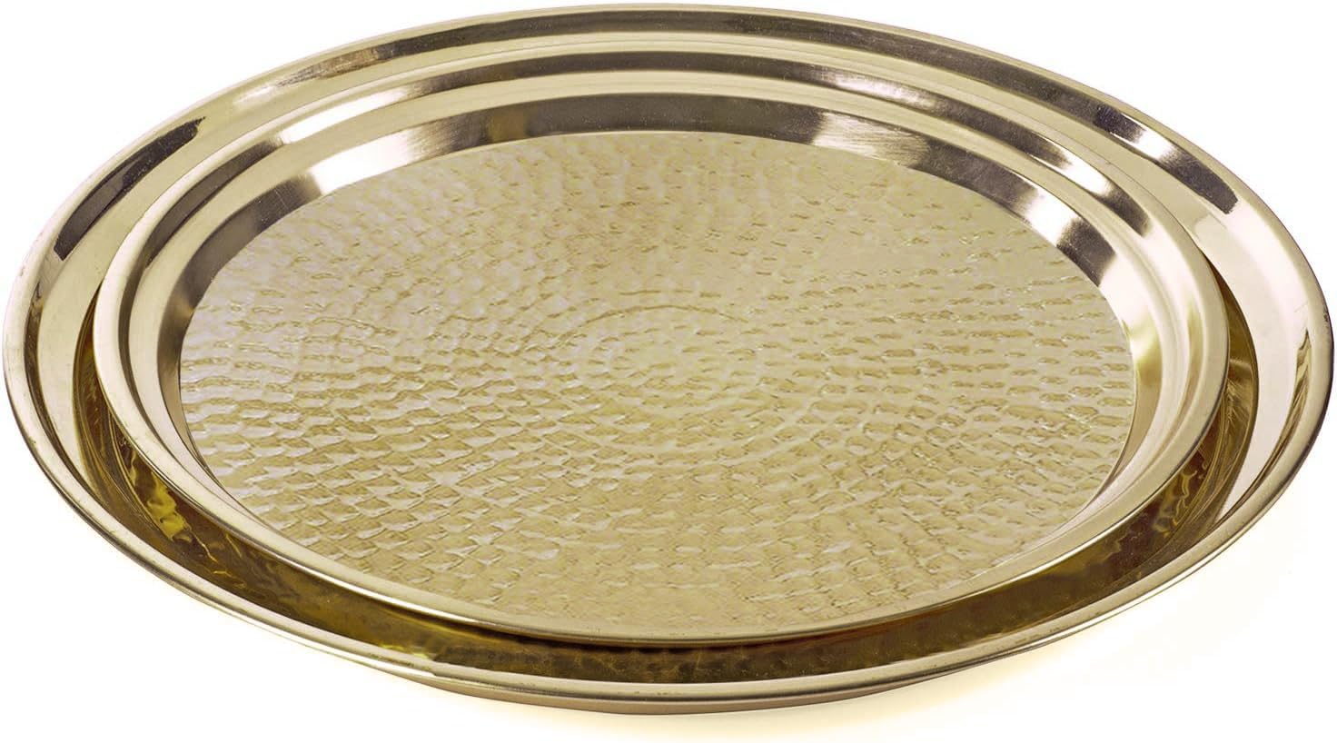 Gold Tray - 2 Pack - Large 15 Inch, Medium 13 Inch - Stainless Steel Decorative Serving Trays