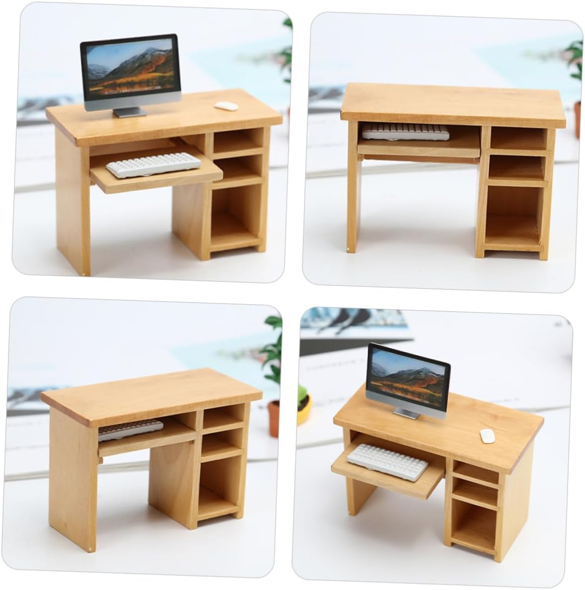 BESPORTBLE 2 Sets Scale Doll House Furniture with Mouse Keyboard Retro Home Decor for Dollhouse Bedroom Micro Scene Decoration