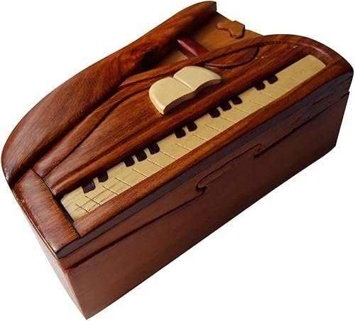 Miniatura 3 de Madera hecha a mano TRICK SECRET Piano Joyería Puzzle Baratija Caja (3026)