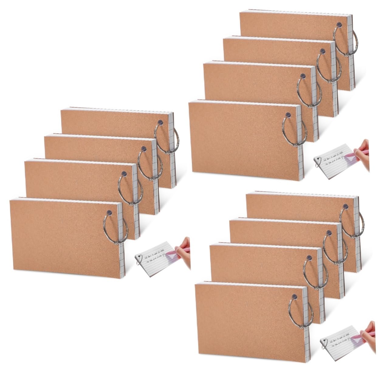 SHINEOFI 12 Stk Ring Karteikarten 3x5 Karteikarten Notizbuch Memo-Notizkarten mehrfarbige Lernkarten taschenkarten in großen Mengen farbig Papier Weiß