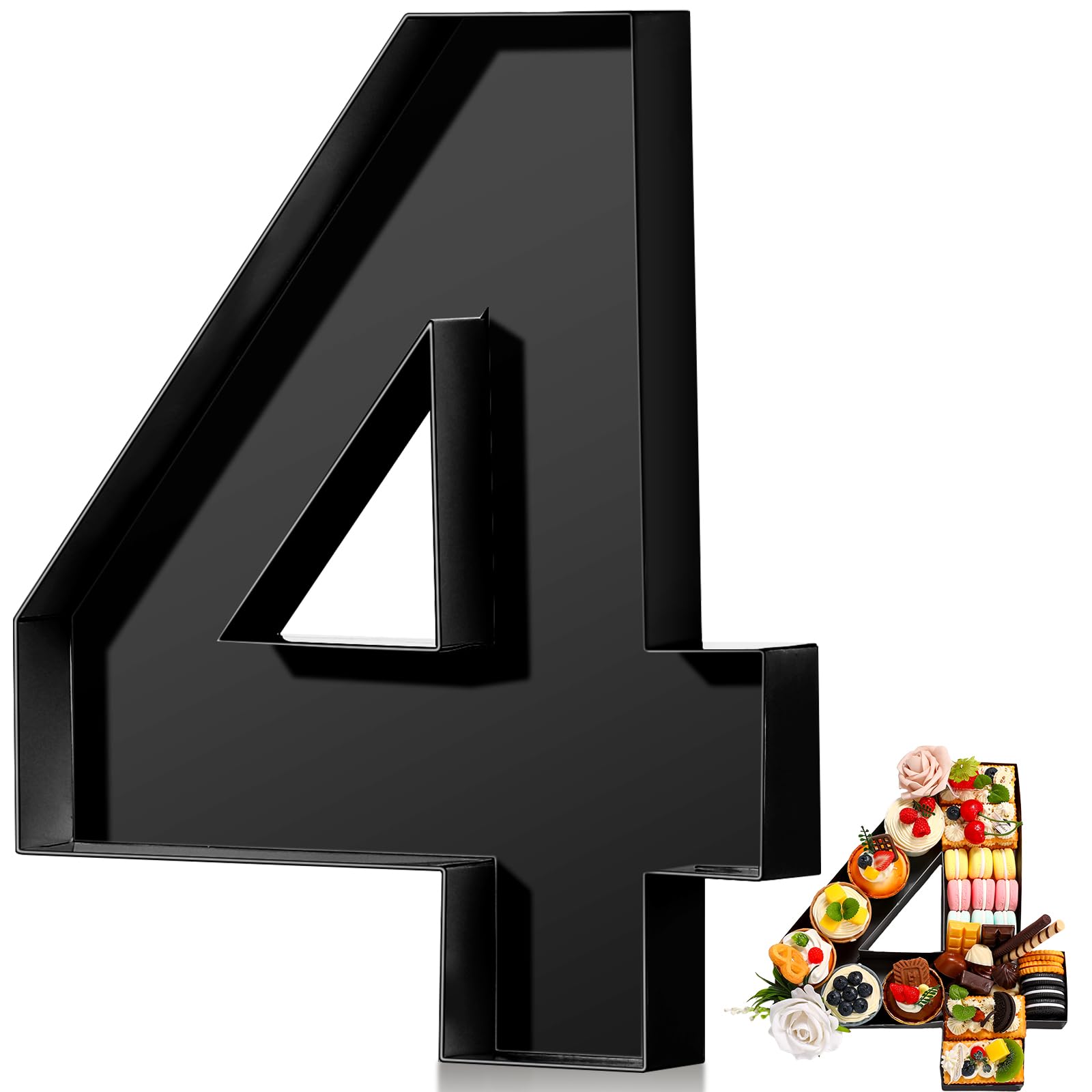 Mifoci 13.7" Cardboard Number for Charcuterie Photo Booth Props Birthday Party Anniversary Fillable Paper Mache Chocolate Candy Cupcake Gifts(Black,