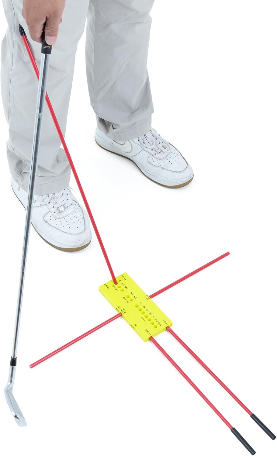 Golf Swing Training Aid - Durable Alignment Stick Golf Training Aid with Lanyard, Golf Swing Trainer with Ball Positioning, Rotational & Striking Drills