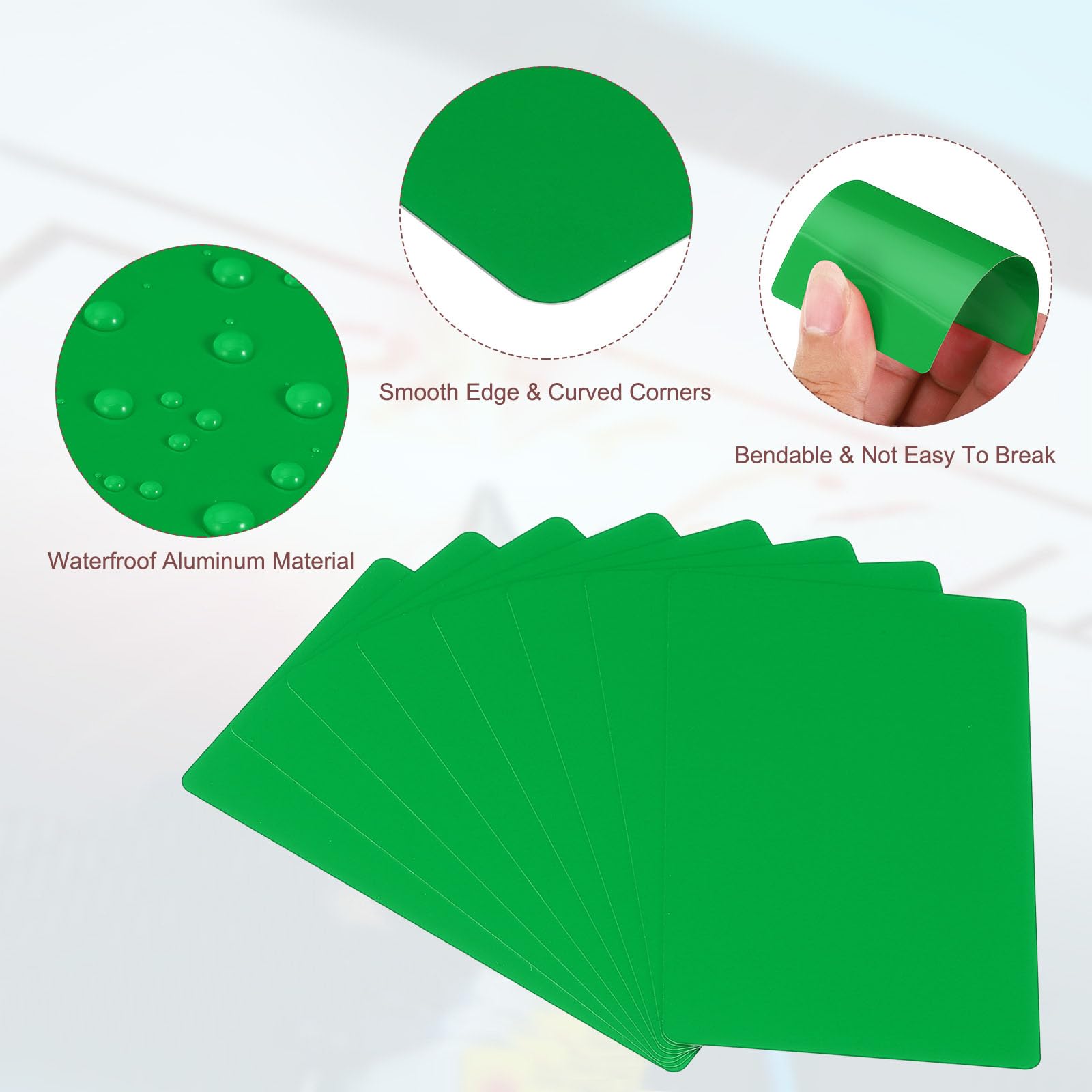 PATIKIL 100 Pack Metal Business Cards Blank, 0.21mm Thick 3.4x2.1 Inch Aluminum Laser Engrave Printable Name Card for Custom DIY Green - Image 3