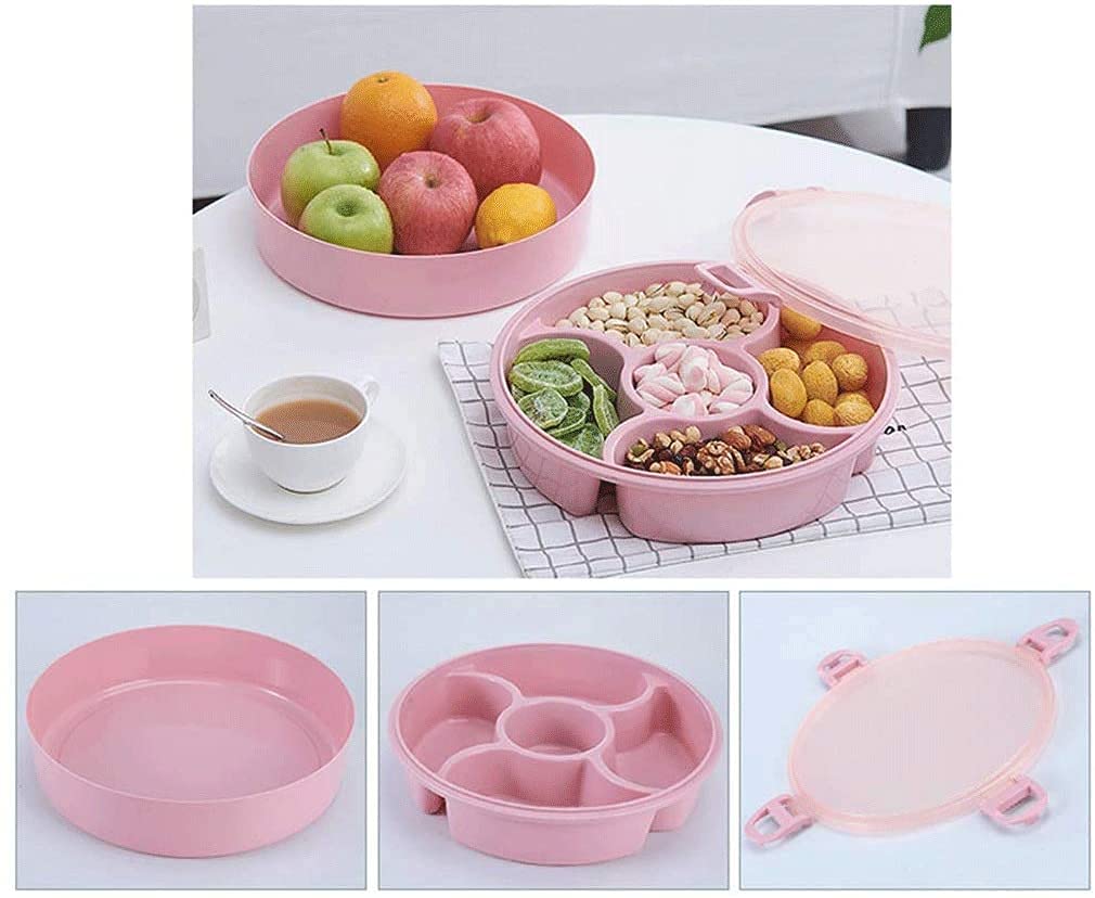 Caja de frutas secas Nueces Contenedor de almacenamiento de dulces Placas Bandeja de frutas secas con caja de dulces con tapa Sala de estar Snack Home Nuts Caja de semillas de melón Plato Organizador