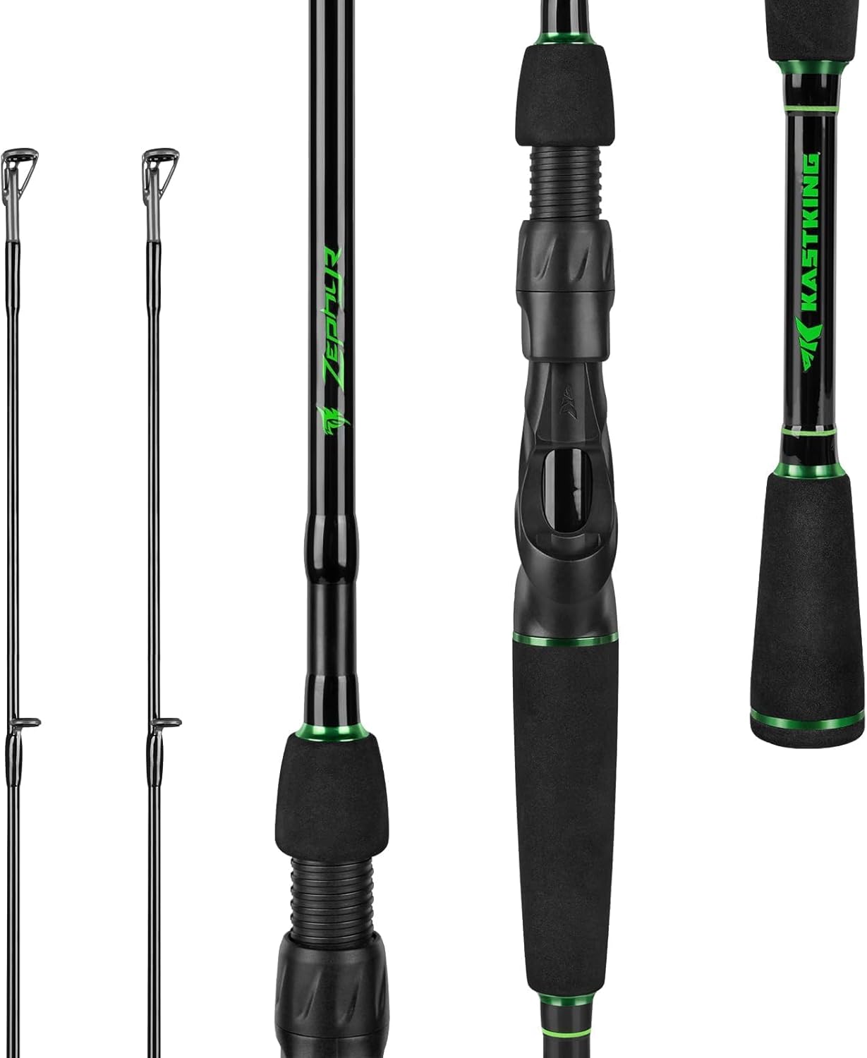 Photo 1 of  KastKing Zephyr Dual Tip Fishing Rod, Lightweight KastFlex IM6 Graphite Spinning & Casting Rod, Fuji O-Ring Guide, Dual Tips Section for Different Powers, Drop Shot Hook Keeper, EVA Grip 