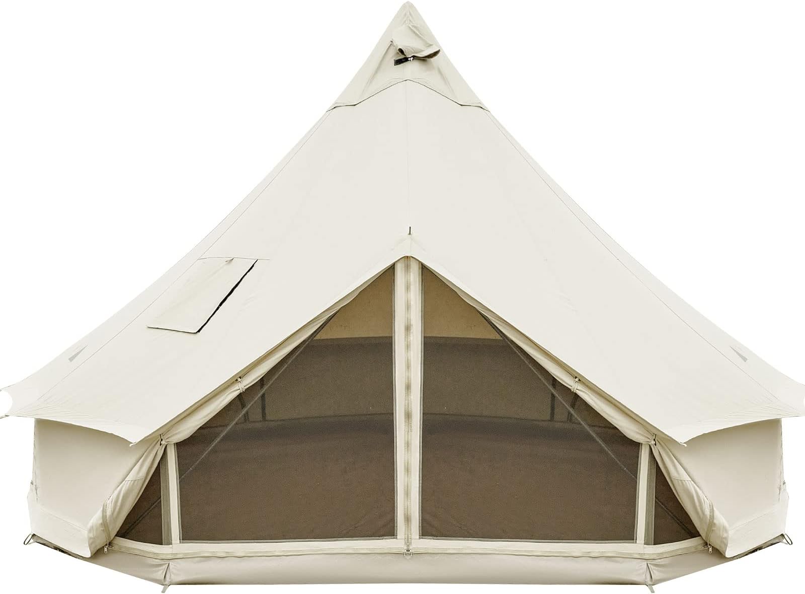 KingCamp 13.2ft Tall Canvas Tent for Camping Glamping Tent Oversize Space Heavy Duty Waterproof White Large Canvas Bell Tent w/Stove Jack for Family Camping in All Seasons Cotton Yurt Tent
