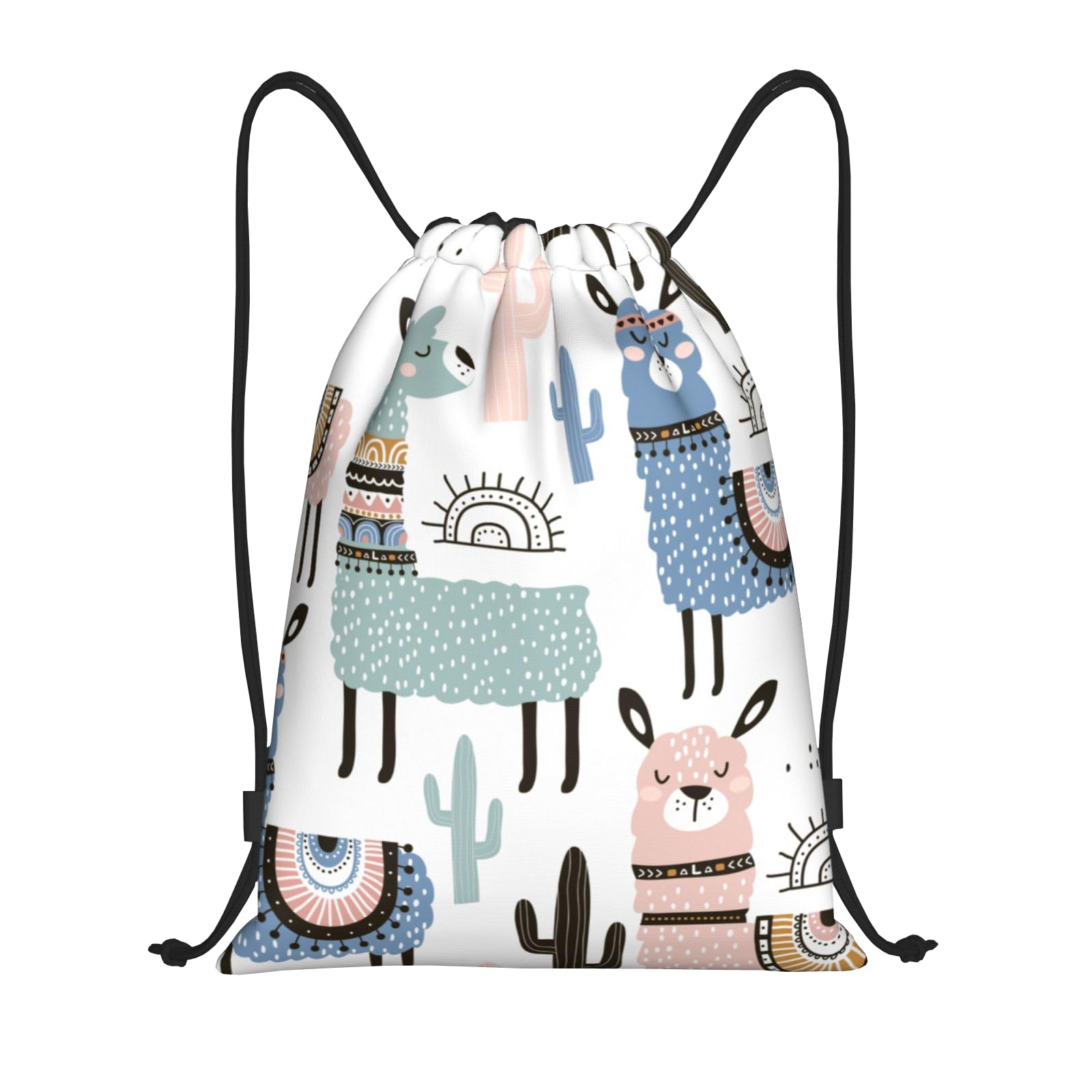 Fenmshairy Alpaca Llama Drawstring Backpack Gym Bag Water Resistant Lightweight Sackpack Gift for Hiking Yoga Swimming Travel Beach Shopping