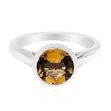 Cavill Cognac-Skapolith Silberring 1,316 ct Rundschliff aus Brasilien, moderner 925 Sterling Silber Bezelring, warm karamellfarben, Größe 18-19, eleganter Unisex-Schmuck