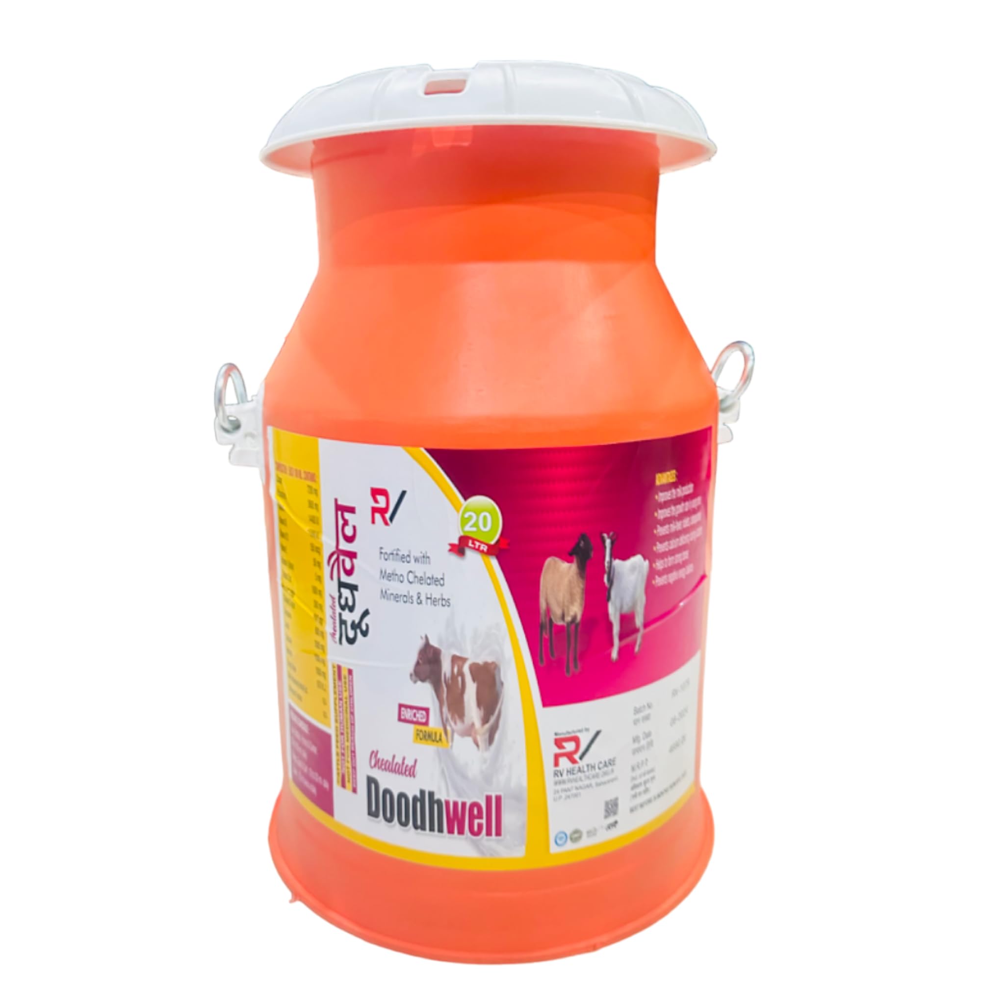 Doodhwell, Calcium for Cow, Buffalo, Goat, Sheep, Horse, cat, Dog, Pig, Milk Enhancer for Diary Animals, Vitamins and Minerals,Calcium Veterinary (20 LTR, ILKCA)
