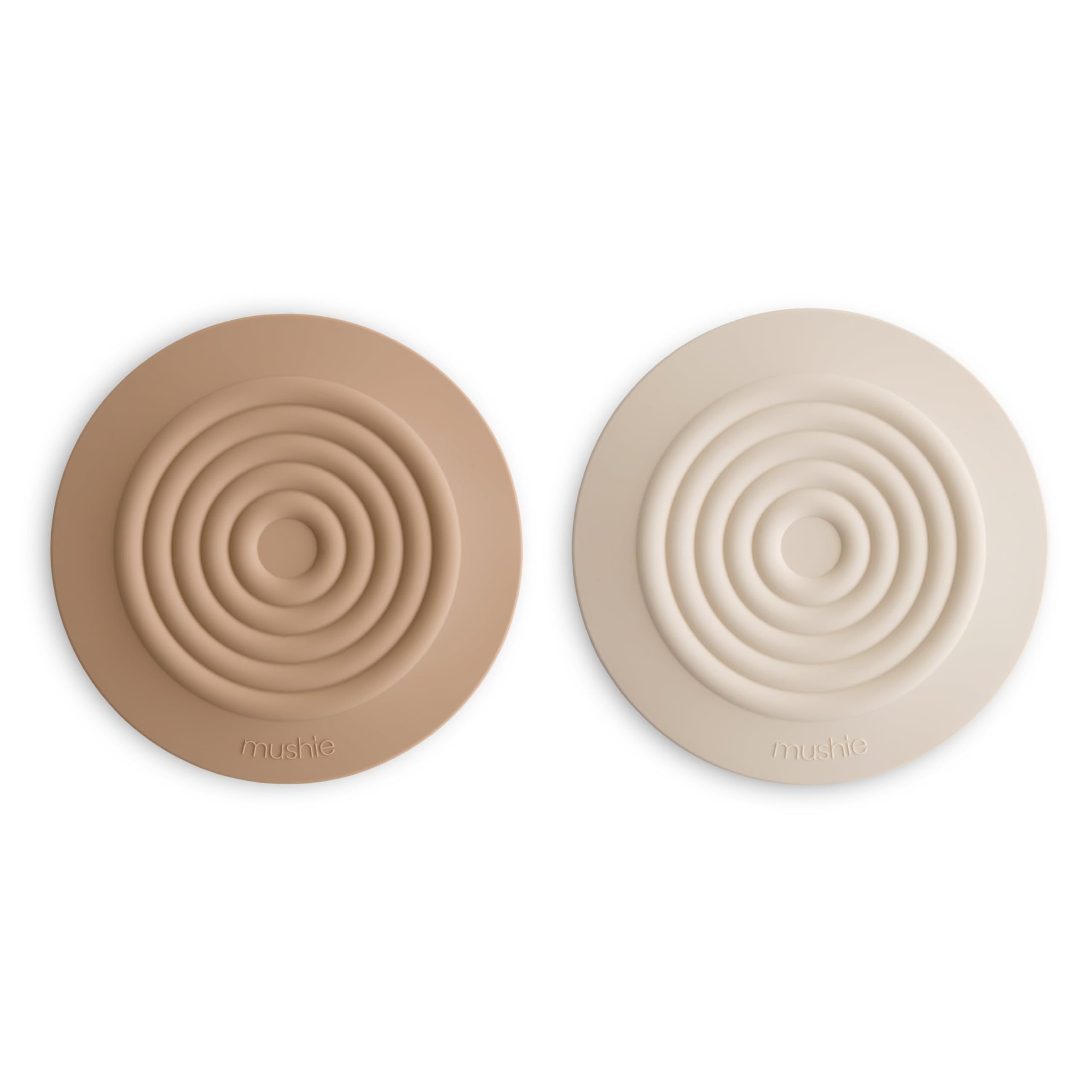 mushie Silicone Drain Stopper 2-Pack | 5.5 inch Diameter Bathtub Flat Suction Cover (Natural/Shifting Sand)
