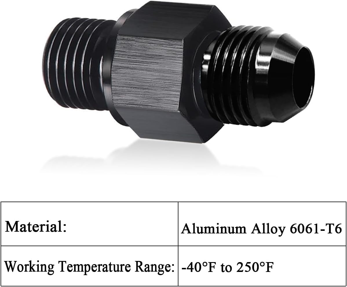 2 Packs 6AN Male Flare to 1/4" NPSM Transmission Cooler Adapter Fitting, 6An Fitting, AN6 Transmission Fitting Fits 200-4R, 700R4, TH350, TH400, 4L60E, TR6060, AOD 4R100, 4R70W, C5 Aluminum Black