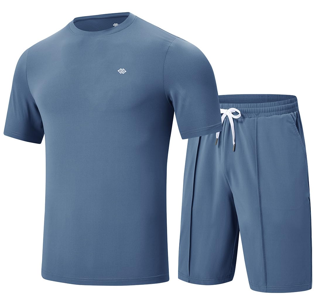 MoFiz Mens Tracksuits 2 Piece Short Set Outfits Cozy Lightweight Sweatsuits Active Running Sports Casual Sets