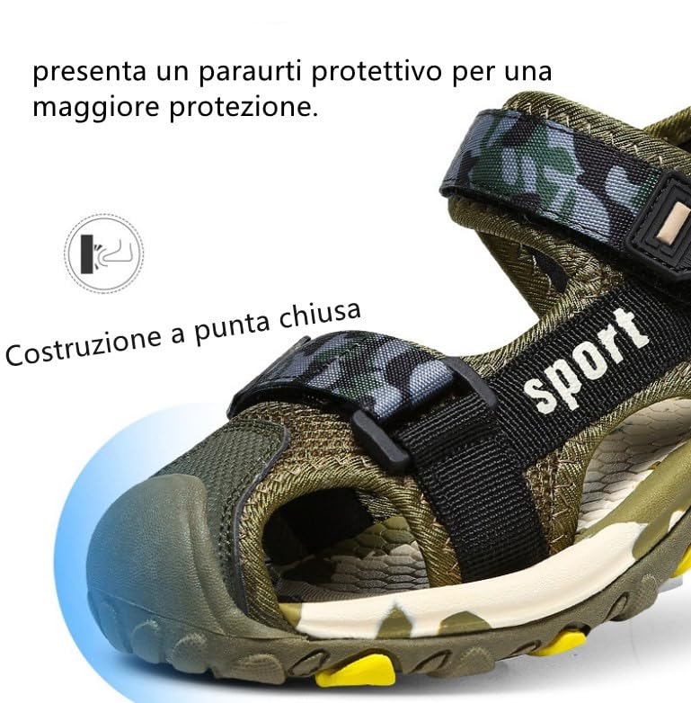 Unisex Niños Sandalias de Verano Playa para Punta Cerrado KIDS Sandalias Deportivas Playa Zapatillas de Senderismo con Punta Cerrada EU 28-40