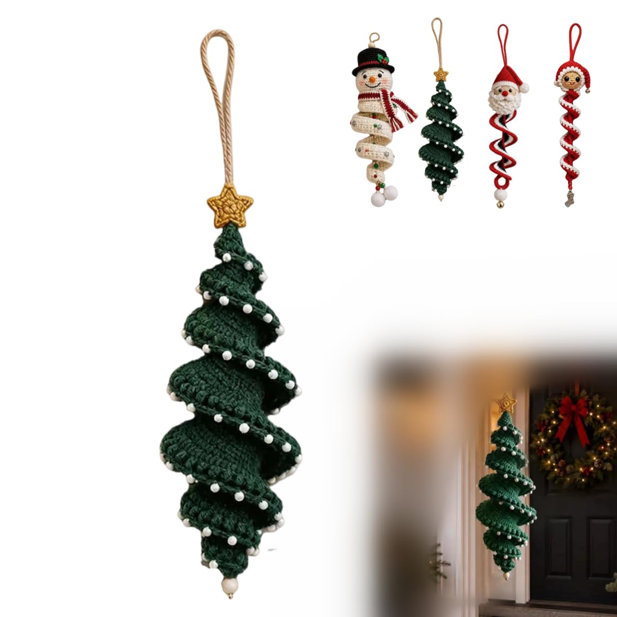 Crochet Snowman Spiral Ornament DIY Kit, Christmas Craft for Adult Beginner