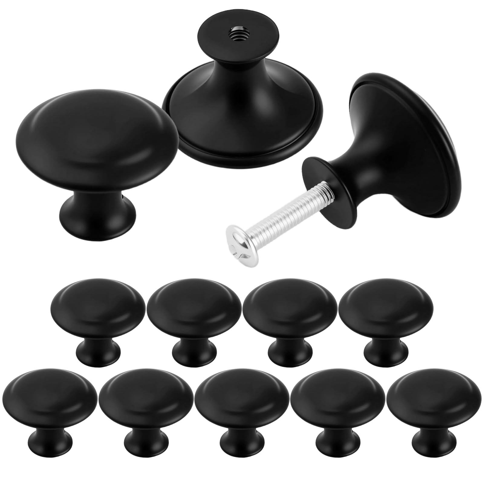 12 Pezzi Pomelli Mobili Vintage Eleganti in acciaio inox con Viti, 27 x 21 mm Rotondi Nero antico Tieni mano,Ante Mobili,Pomelli Neri Tieni mano in Lega, per Cassetti,Armadio