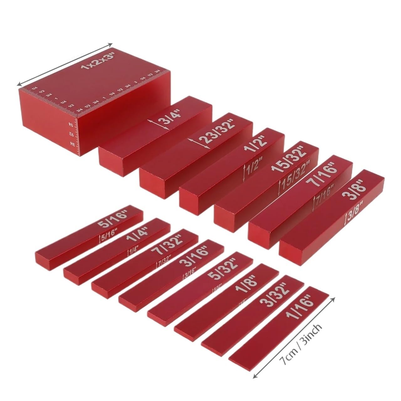 Gauge Block, Blocks Height Gauge Set Inch Precision Aluminum Setup Bars for Router and Table Saws Woodworking Tool(Nero)