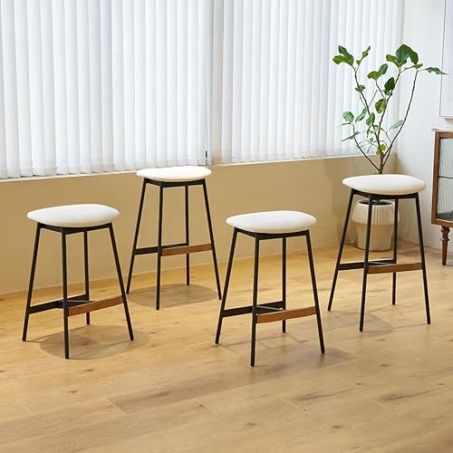 Miniatura 9 de MFFM Moderno juego de 2 taburetes de bar, cómodos y elegantes, altura de mostrador y altura de barra (blanco, altura del mostrador, altura del