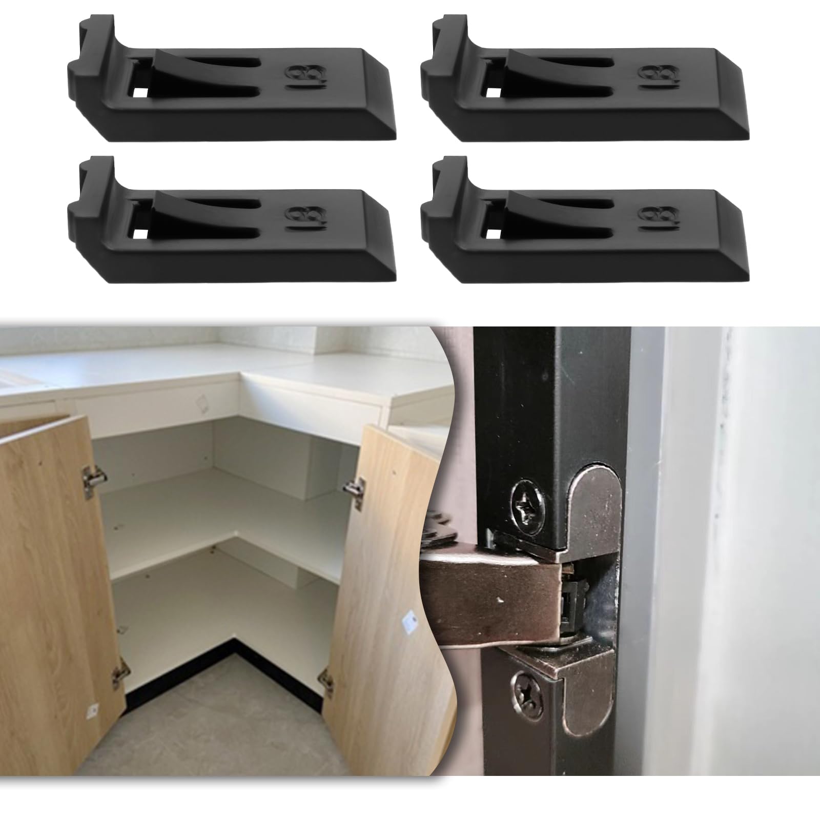 ECSiNG 10x Hinge Restrictors Angle Stops Hinge Clip Compatible with Blum 74.1103 for 107 Degree Hinges Black(16.5mm x 7.4mm x 1.8mm) - Image 3