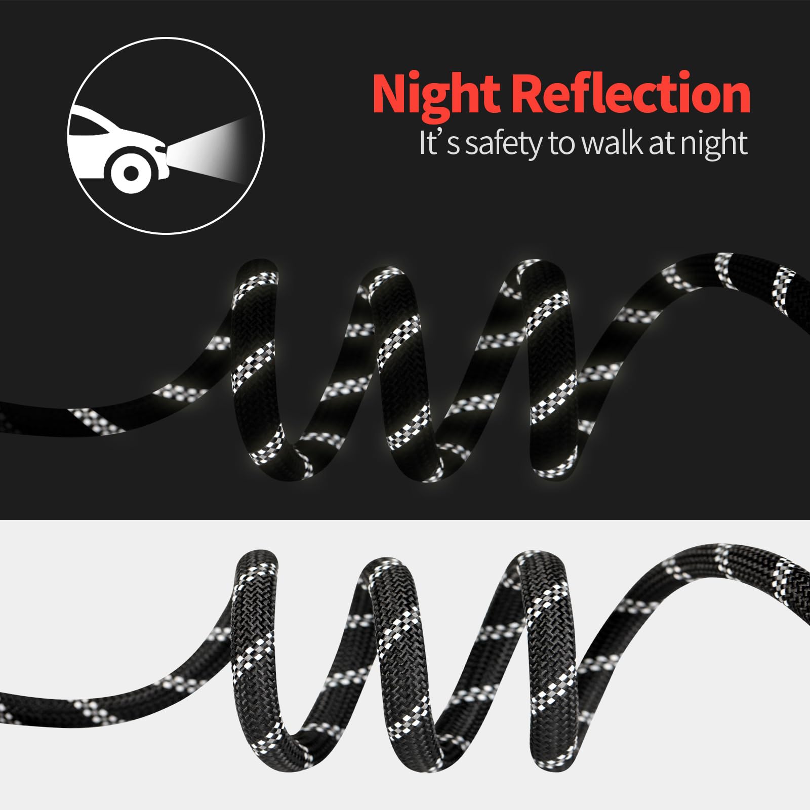 YUDOTE Premium 6ft Dog Leash with Traffic Handle, Reflective and Soft Padded Grip - Image 3