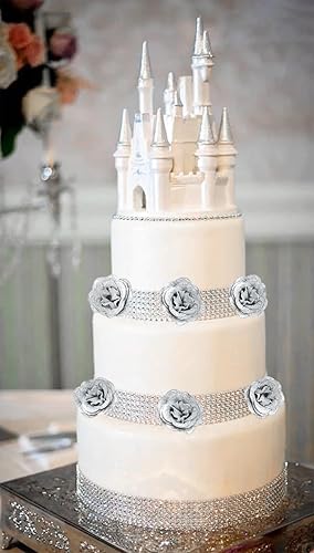 Miniatura 6 de Rosas plateadas, 30 rosas artificiales con purpurina con tallos para manualidades, ramo de boda, fiesta, decoración del hogar (plateado)