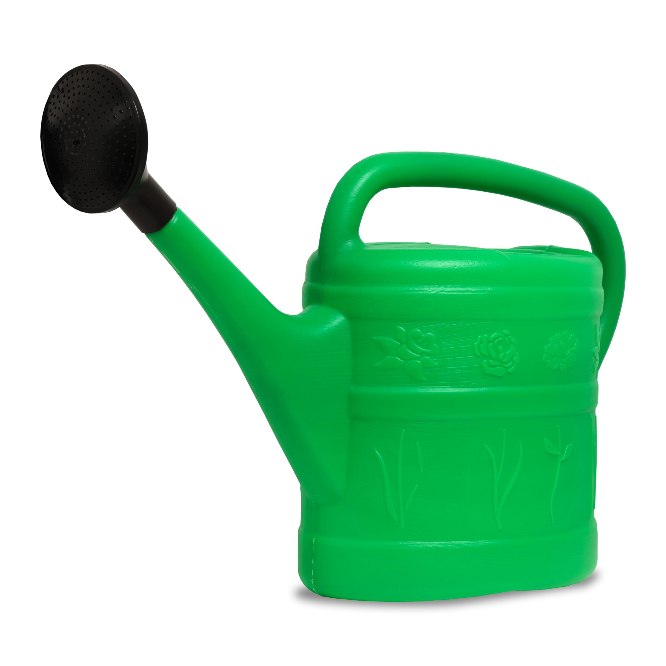 Bortaberg Green 10L Garden Watering Can With Detachable Sprinkler Head, Plastic