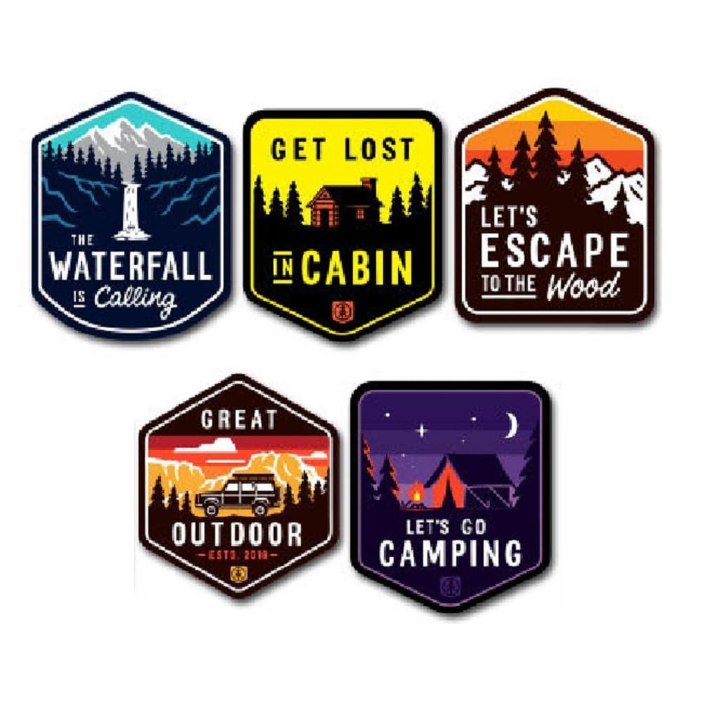Amazon.co.jp: GETON アウトドア ステッカー 5枚セット 防水 キャンプ