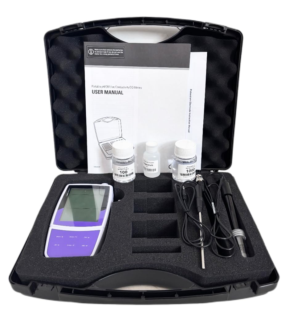 YFYIQI Potassium Ion Tester with Standard Calibration Solutions Range 0.04-39000ppm -1999.9-1999.9mV 0-105°C/32-221°F Accuracy ±1% F.S. ±0.2 mV ±0.5°C/±0.9°F