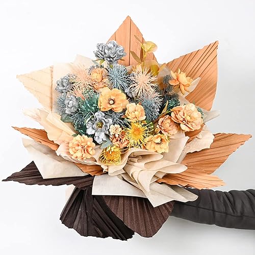 Miniatura 5 de BBJ WRAPS Papel de regalo de flores de seda dibujado a mano, coreano, no tejido, impermeable, para arreglo de embalaje de floristería, 23 x 18