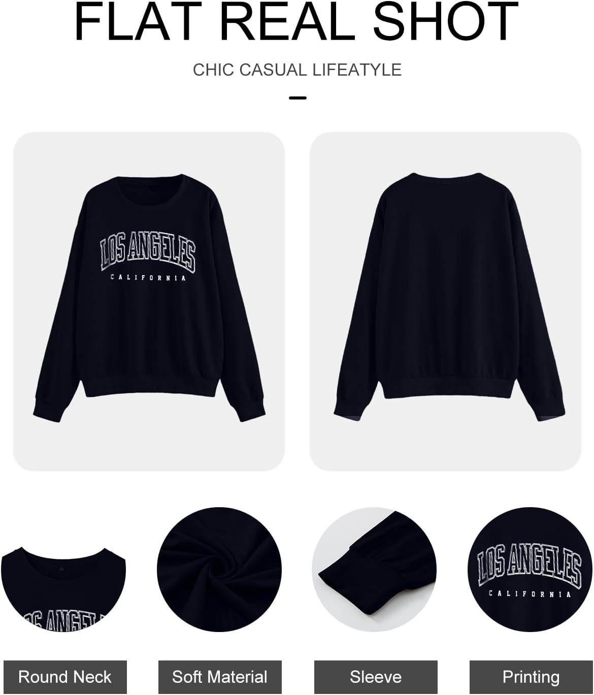 Women's Graphic Sweatshirts Oversized Long Sleeve Cute Los Angeles Loose Crewneck Pullover Sweatshirt - Image 6