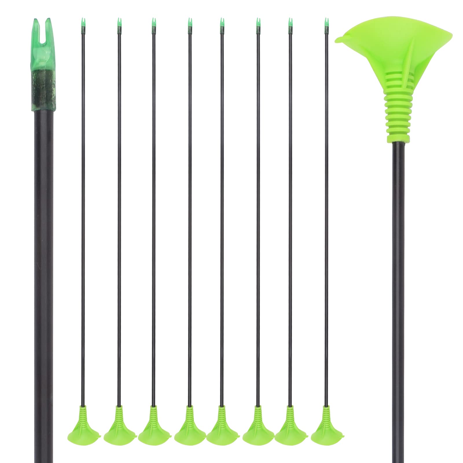 NIKA ARCHERY 66 cm, 61 cm, strzały króla łuku, zestaw 8 sztuk, z włókna szklanego, z pomarańczową przyssawką, łuk dla dzieci