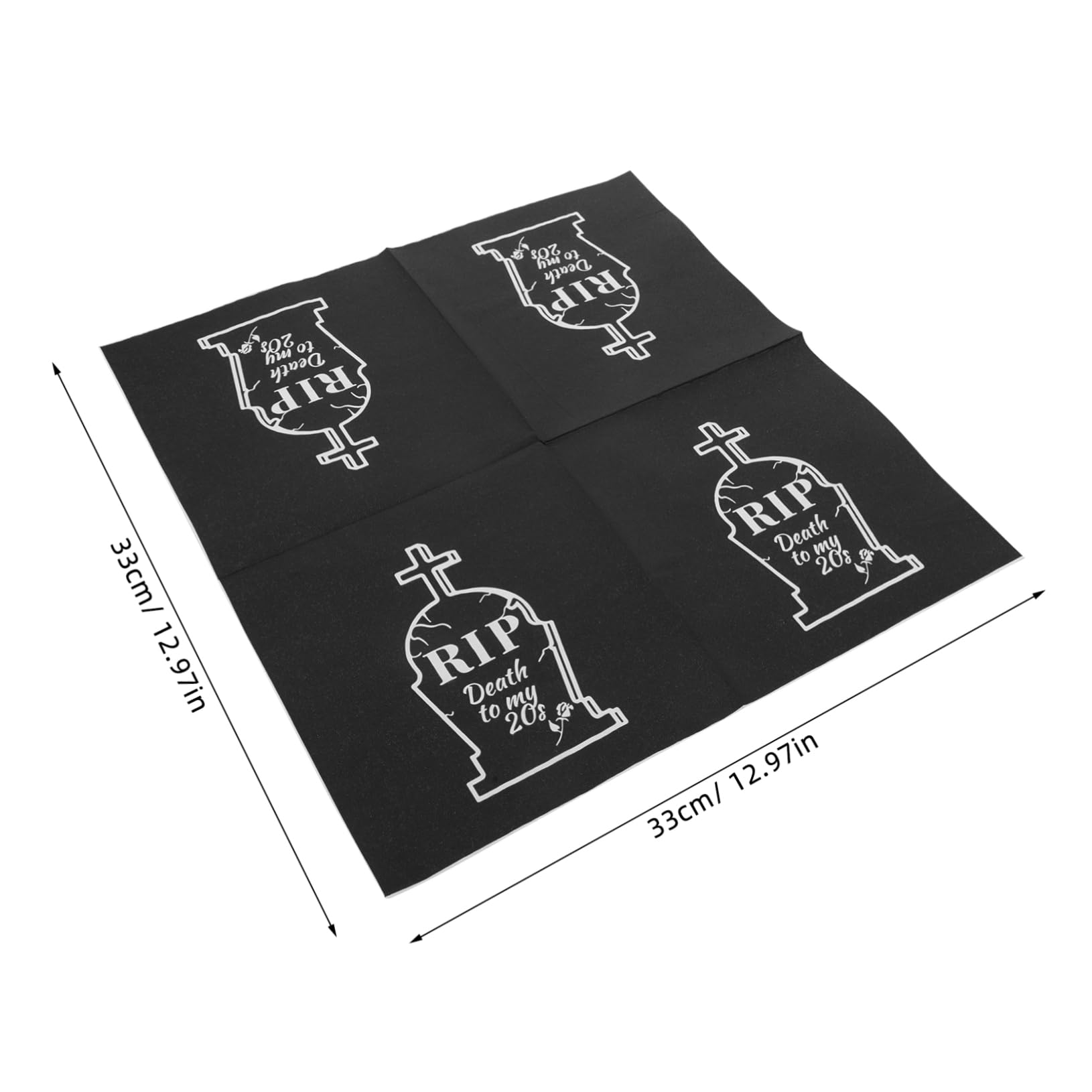 ABOOFAN 20 Pezzi Tovaglioli Neri da Festa Tema Lapide in Carta ad Alta Assorbenza Decorativi e Pratici per Party Compleanno Fine Anni 20 Decorazione Unica e Creativa