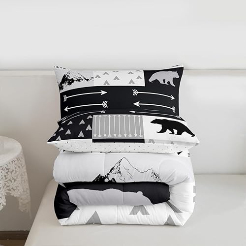 Miniatura 4 de Feelyou Juego de edredón con estampado de oso para niñas y niños, juego de edredón de animales de oso de dibujos animados, tamaño Queen, juego de
