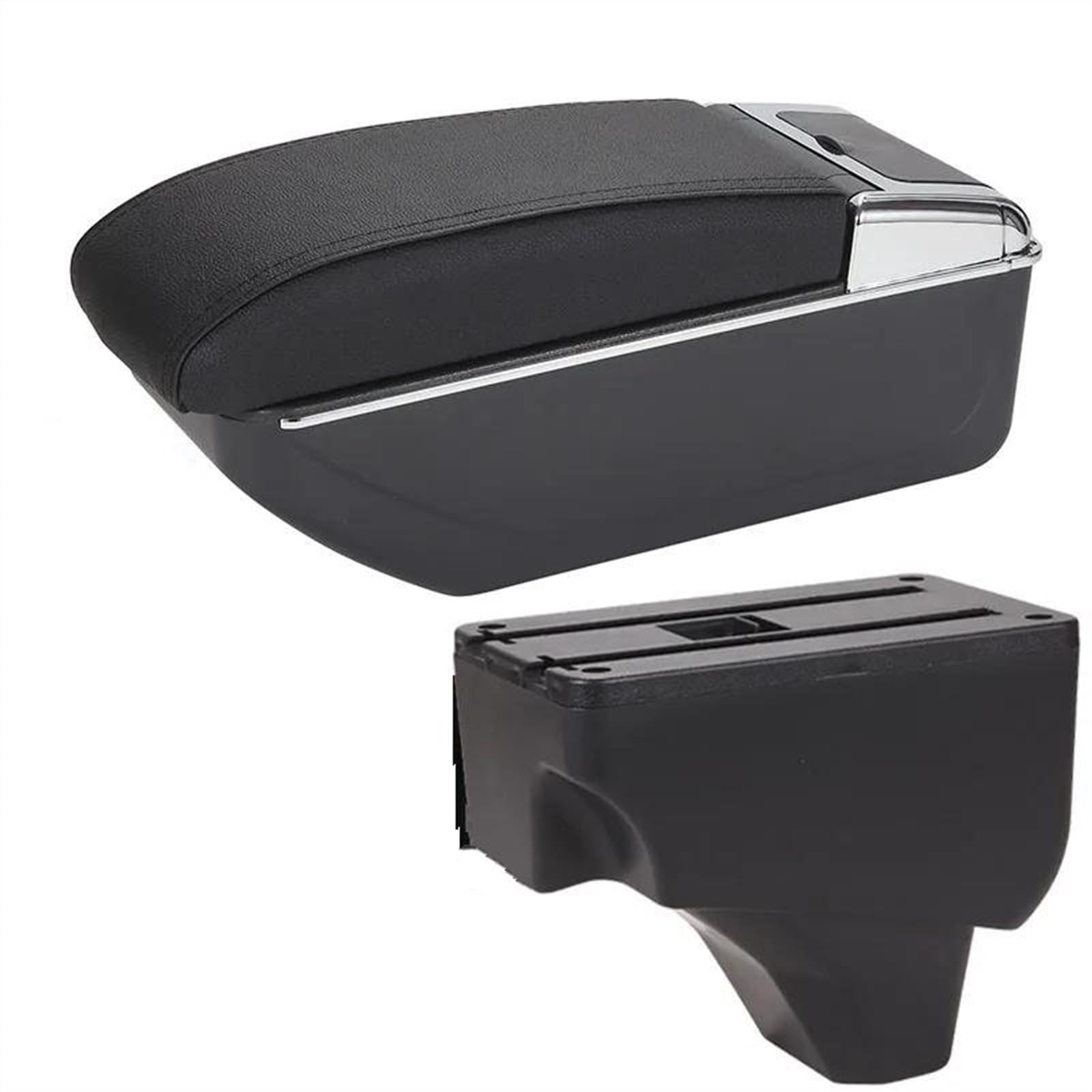 NOHEEU Car Center Console Box Seat Armrest Modification Parts For Peugeot 208 2008 2019 2020 2021 2022 2023 2024(B2 Black line 7USB)