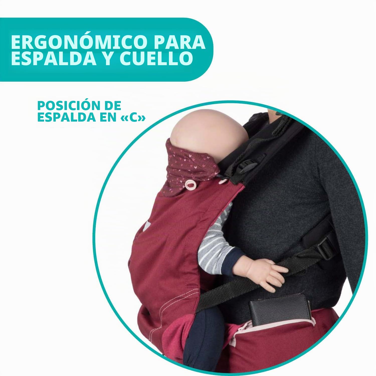Chicco Myamaki Fit Portabebés Ergonómico de 0 Meses a 15 kg, Mochila Bebé Evolutiva Multifunción y Ajustables, Mochila Portabebés con Sujeción para Cabeza y Cuello, Granate (Burgundy Powder)