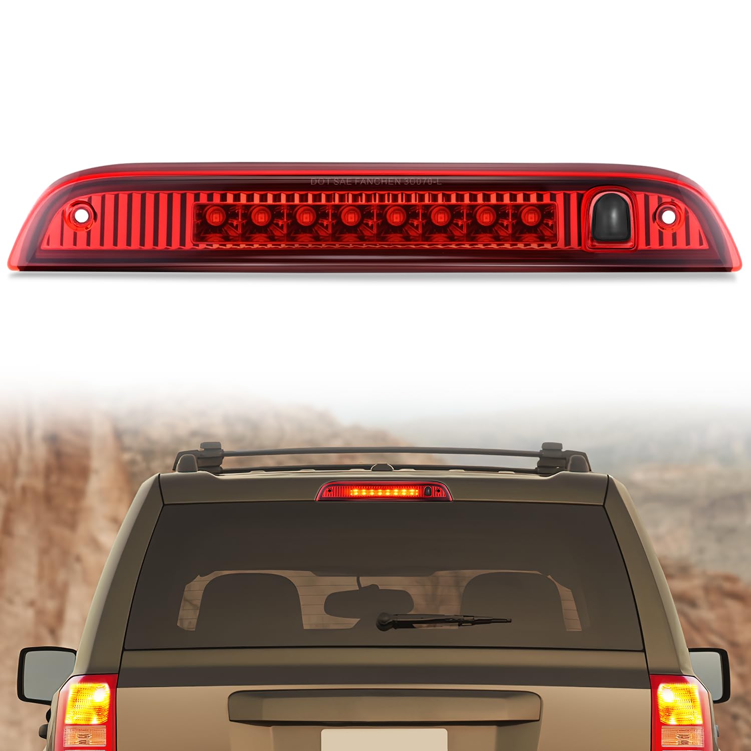 Nilight Third Brake Light for Jeep Patriot 2007-2017, Red Lens