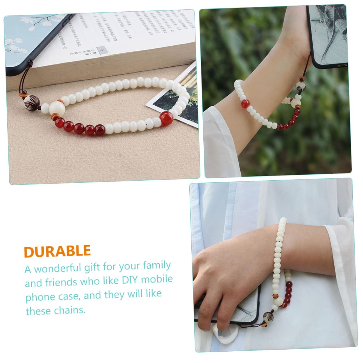 DOITOOL 5 Piezas Cadena De Telefonía Móvil Cordón De Teléfono De Estilo Chino Cordón Anti-pérdida Del Teléfono Móvil Cadena Para Colgar Llaves Acollador De Jade Ágata