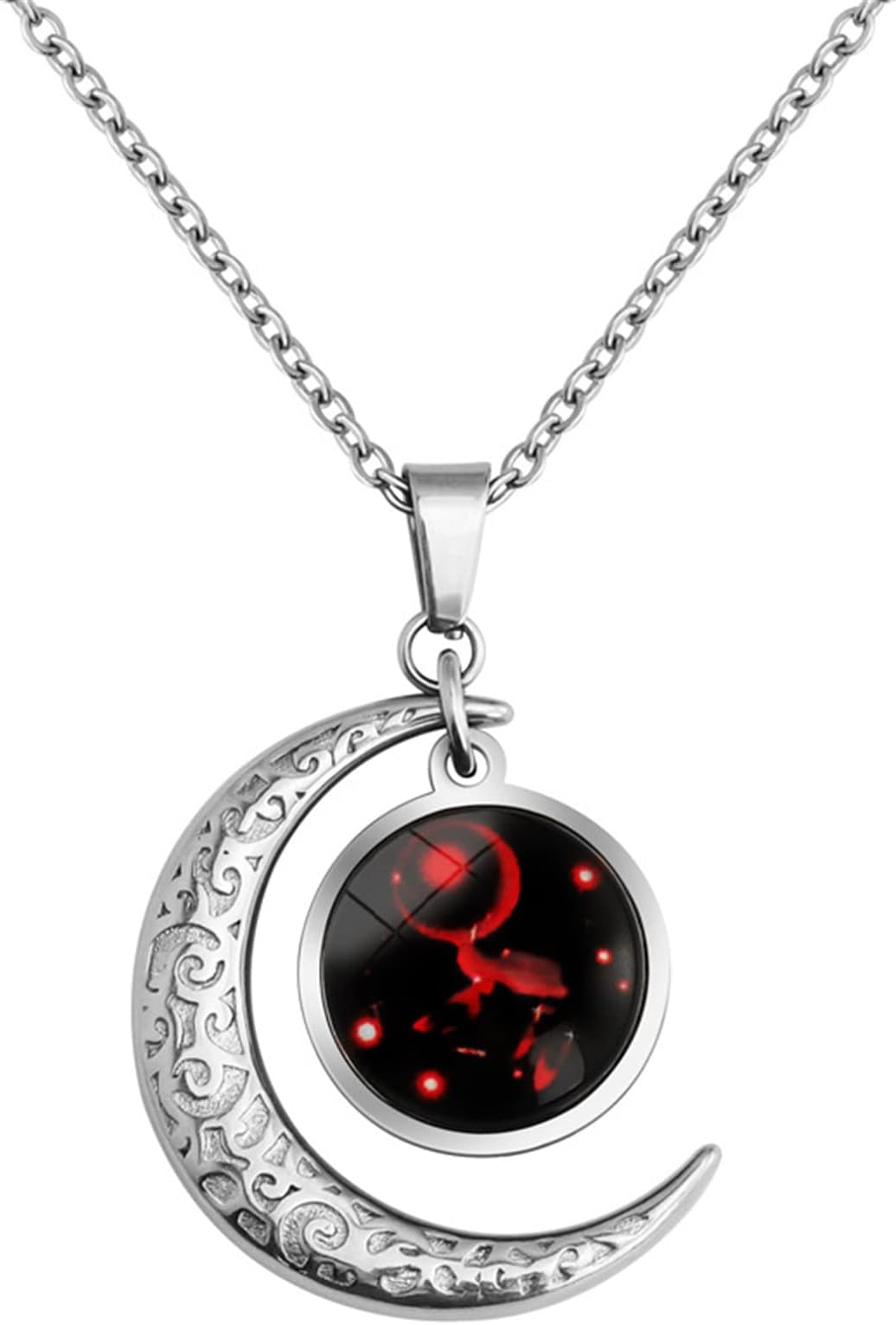 DONKWACHA84Unisex Stainless Steel Zodiac Moon Pendant Necklaces for Women/Men