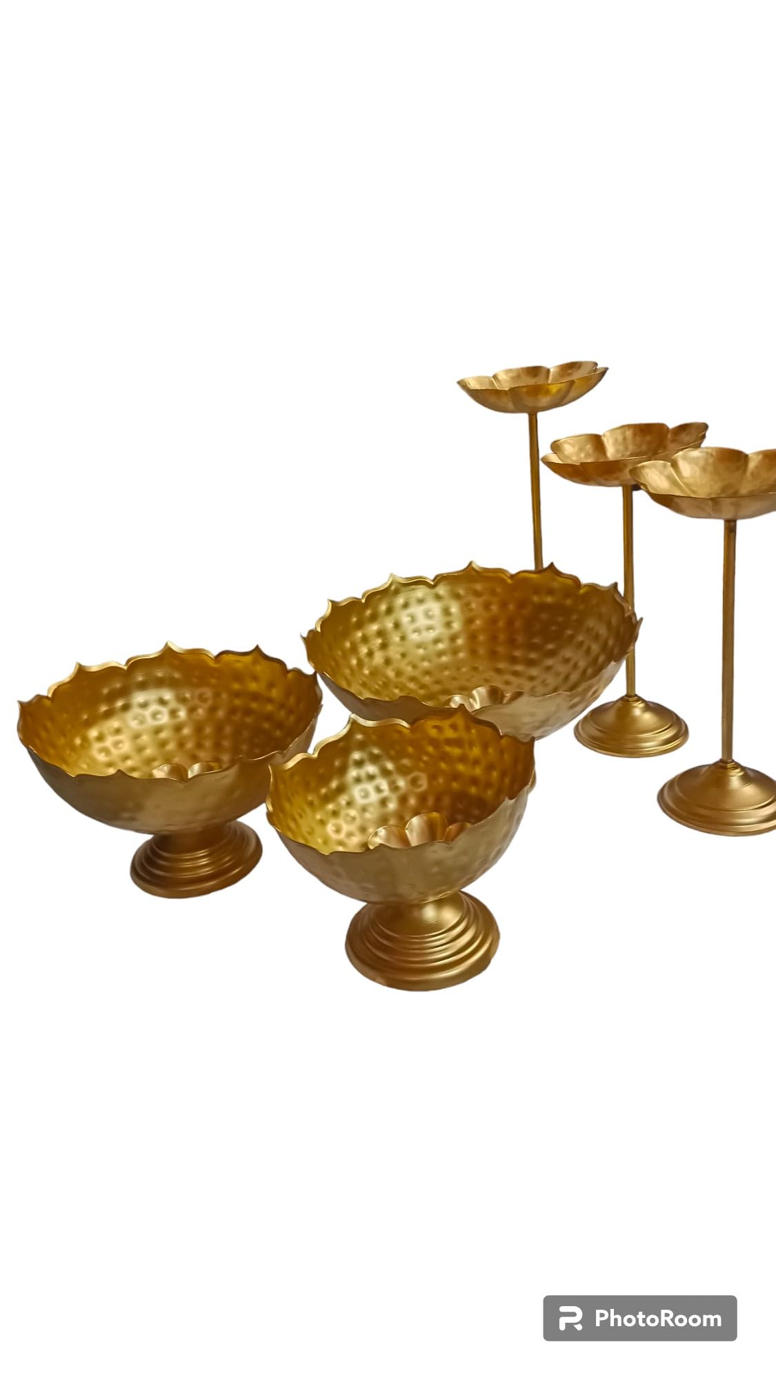 Diwali Decorative Iron Taj Urli/Urali/Urli with bowl/urli with stand/Uruli set/Decorative Bowl/Pooja/wedding/CHRISTMAS/DIWALI GIFT/Home Decor 9pc