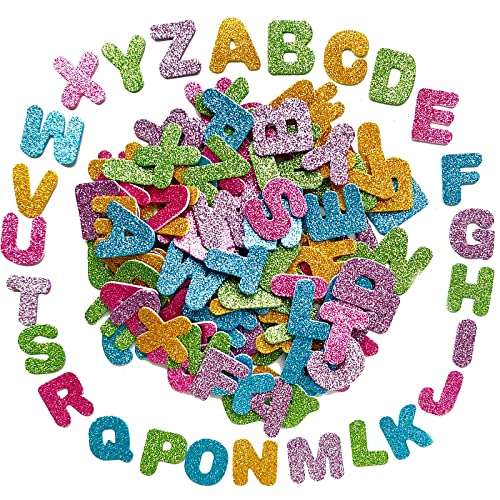 Glitter Foam Letters Stickers, Foam Letters for Crafts 140 Pcs Foam Stickers for Kids Crafts 4cm Size Craft Supplies (Letter) - Image 2