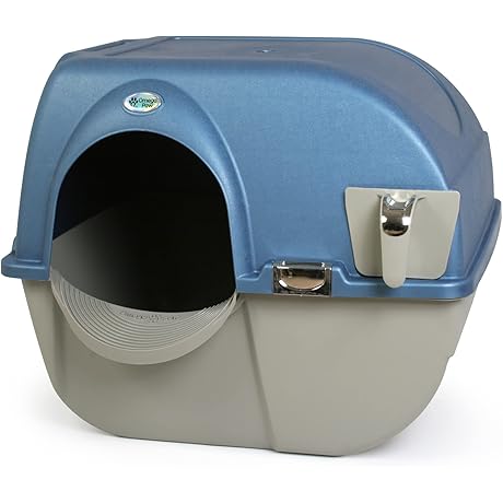 Omega Paw Large Roll 'n Clean Litter Box in Pearl Blue