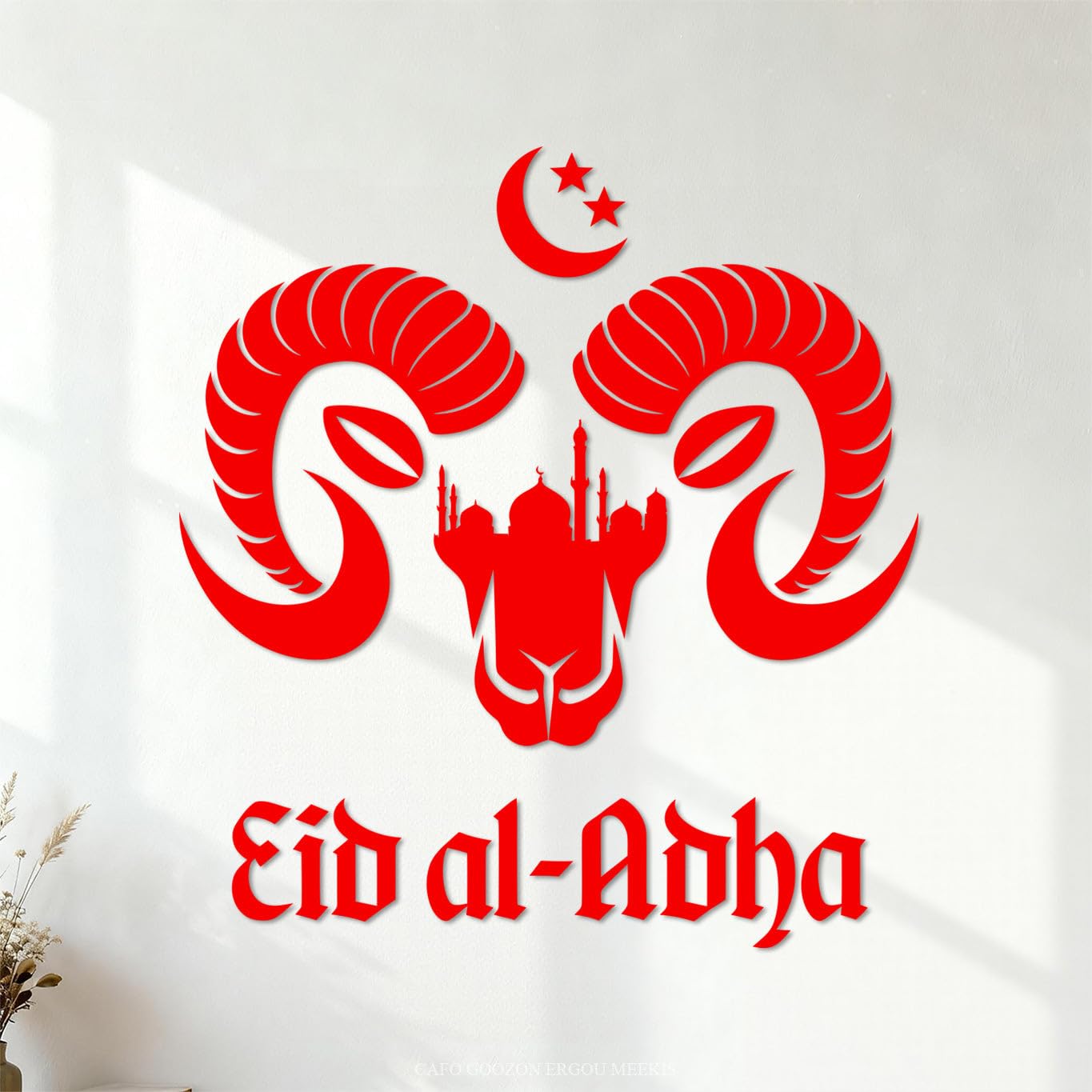Fine Carving Decals eid al adha Islamic Festival 67.2x73cm Waterproof Red