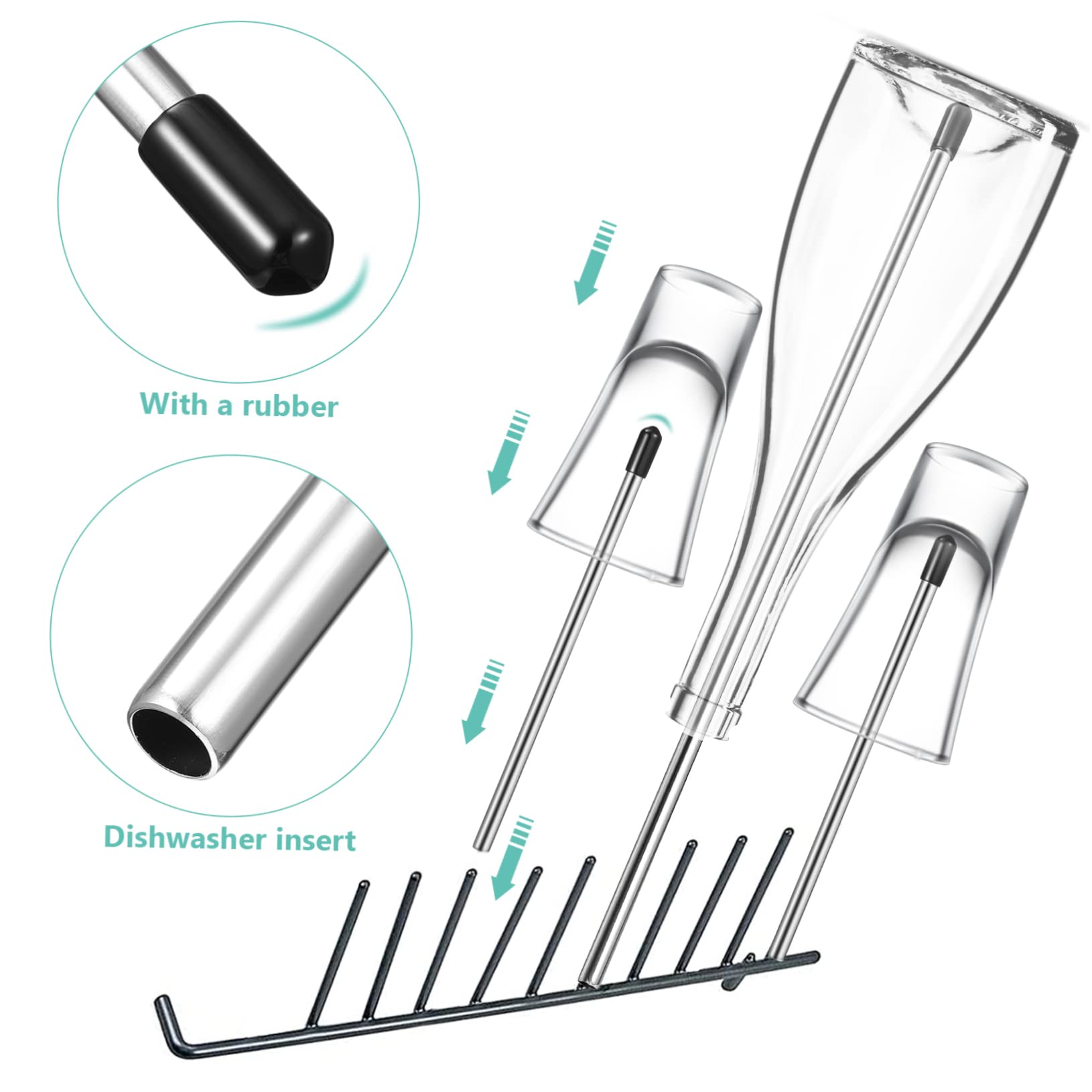 Homoyoyo 8 Pcs Stainless Steel Bottle Holder with Insert Sticks Compatible with Soda Bottles Drains Water
