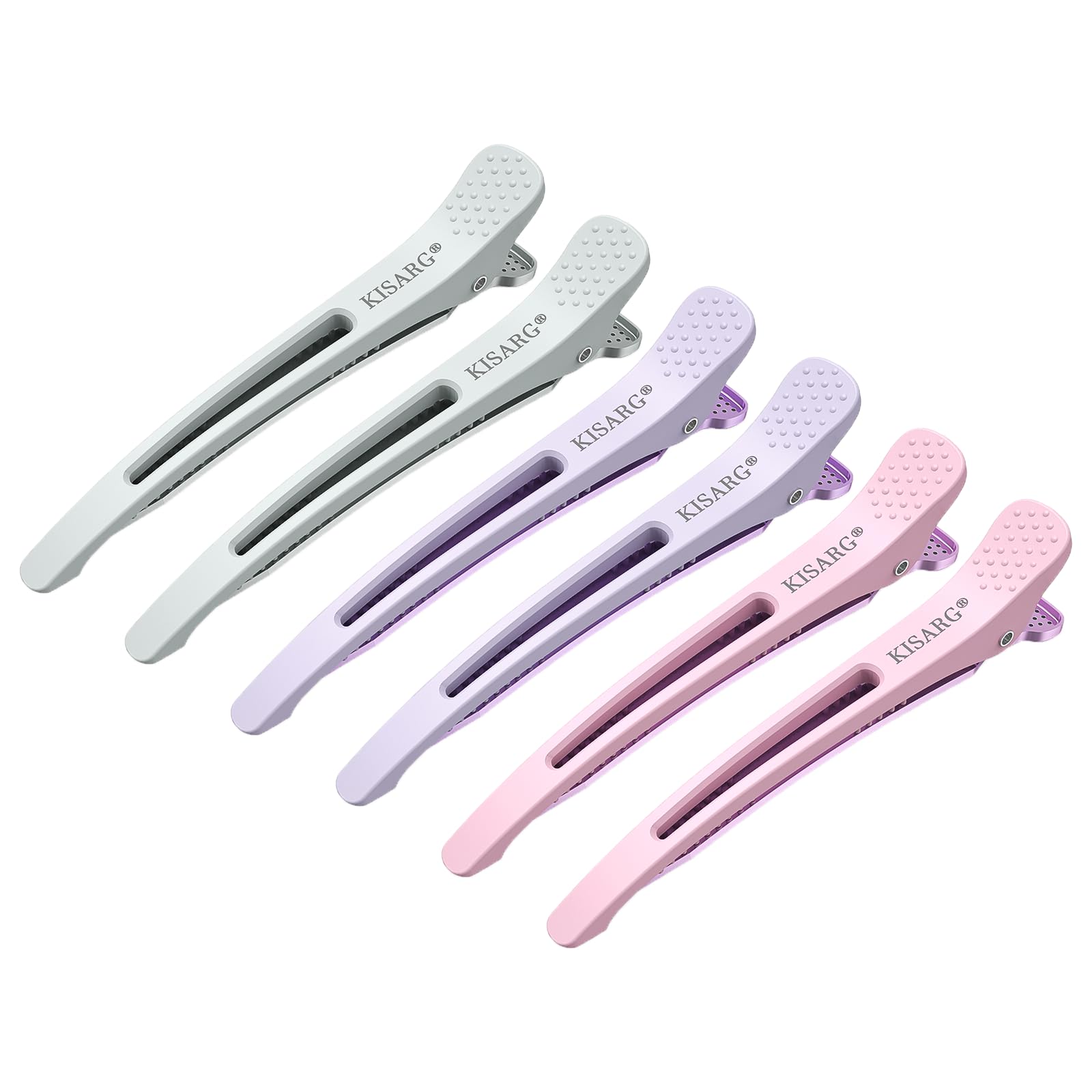 KISARG ダッカール ヘアクリップ 跡がつかない ブロッキング 美容師 プロ用 散髪 セルフカット 髪留め 前髪 大きめ 6本入