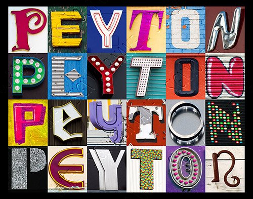 Peyton Personalized Name Poster Using Sign Letters