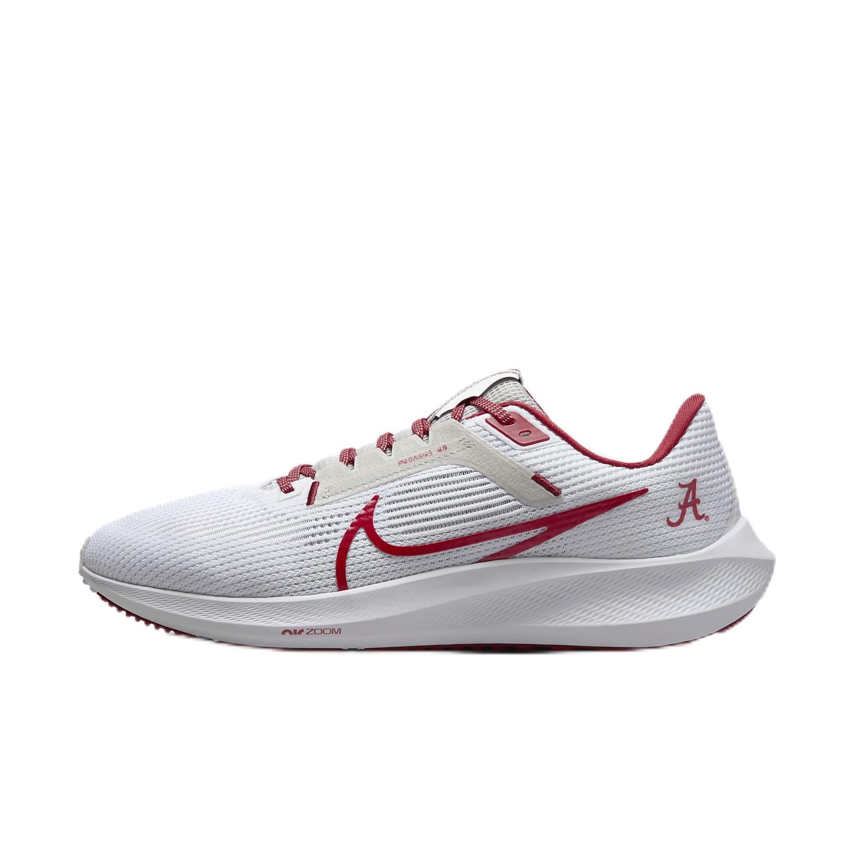 Pegasus 40 (Alabama) Men's Road Running Shoes (DZ5972-100, White/Night Silver/Team Crimso…