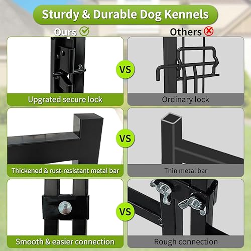 Miniatura 3 de Perrera resistente para perros al aire libre, perreras cubiertas exteriores con techo, 4 x 4.2 x 4.5 pies, puerta de comedero ajustable para perros,