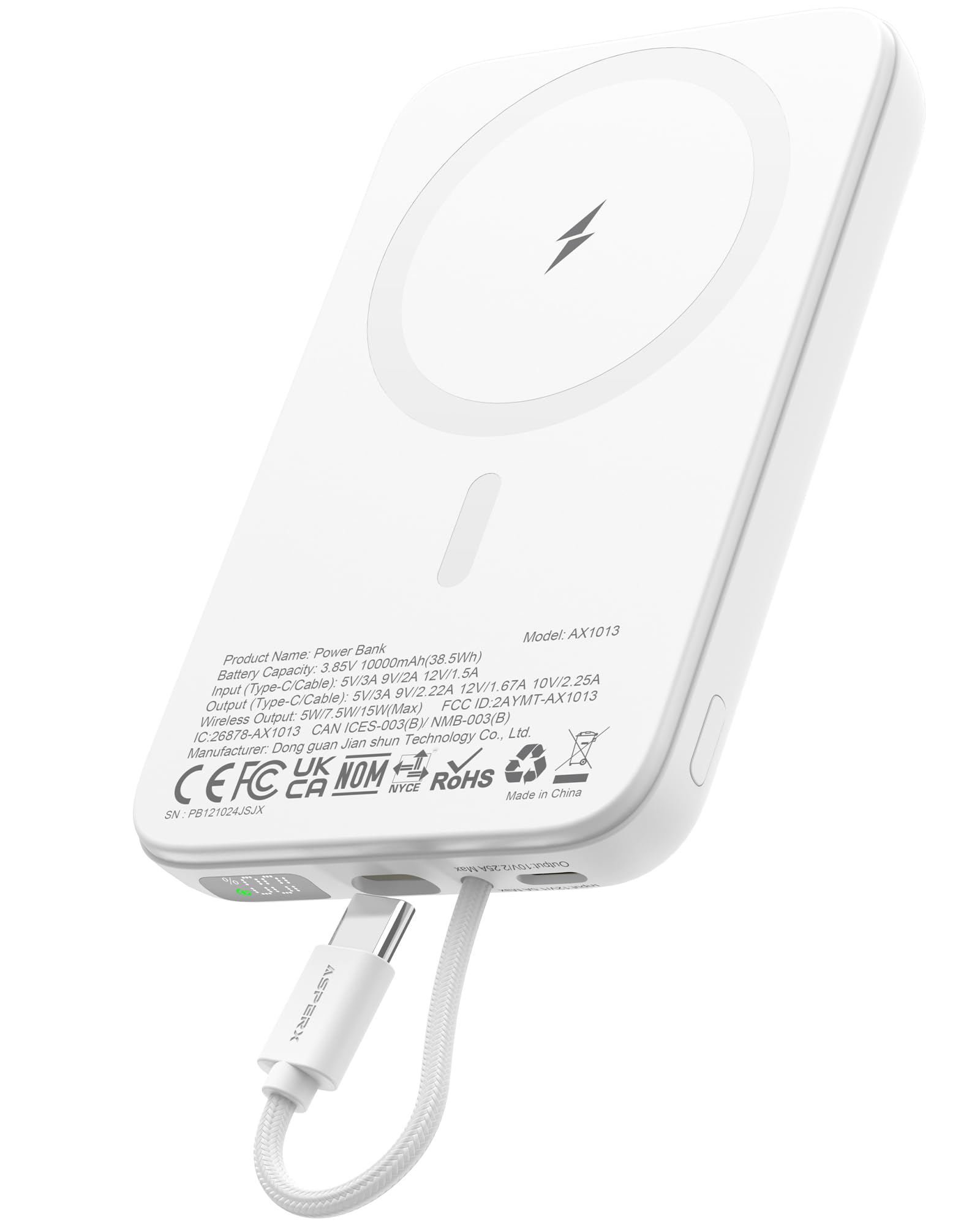 asperx power bank 10000 mAh wireless charging